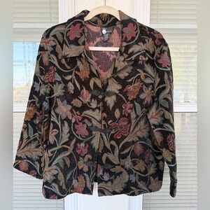 Vintage Black Floral Tapestry Blazer